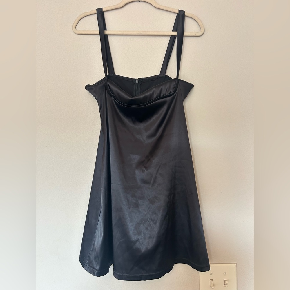 Elegant Black Satin Dress